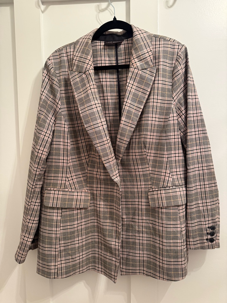 Lane Bryant Gray And Pink Plaid Blazer